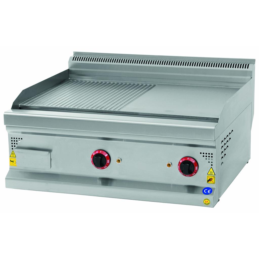 Plate-type grill smooth and ribbed GAS, 800x700x300