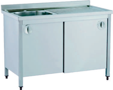 Шкаф INOX 1 мивка/дясна с плъзгаща се врата 140х60х85