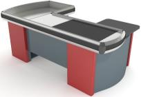 Касов бокс OVAL "U" с подвижна лента 2900х1100х900мм, с отвори за скенер и касово чекмедже - ДЕСЕН