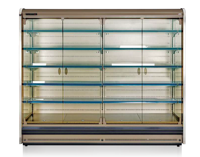Крайстенна хладилна витрина SRDINYA HM с врати Single Glass, изнесен агрегат и LED осветление, 2500х910х2200мм 
