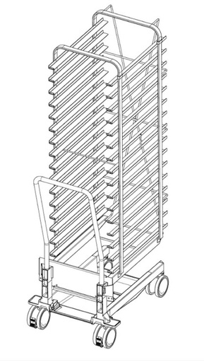 [60.21.292] Mobile oven rack. Rational Model 20-1/1. 16 racks (rail distance 80 mm) 600x400