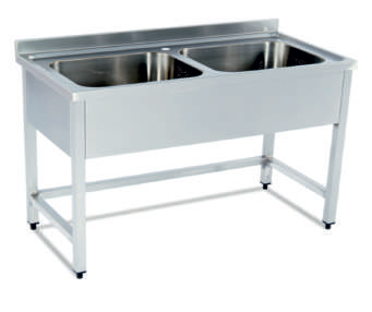 [KRCS.TS2ECT.1770] WORK TABLE WITH 2 SINKS WITHOUT MAIN SHELF, 1700x700x850